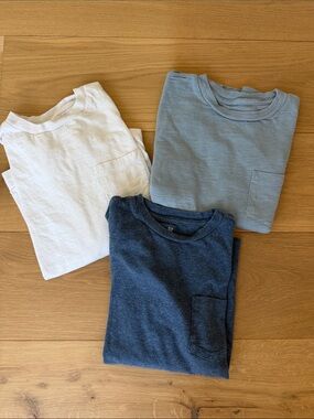 Gap long sleeve Pocket Tee Set in White, Light Blue, Navy